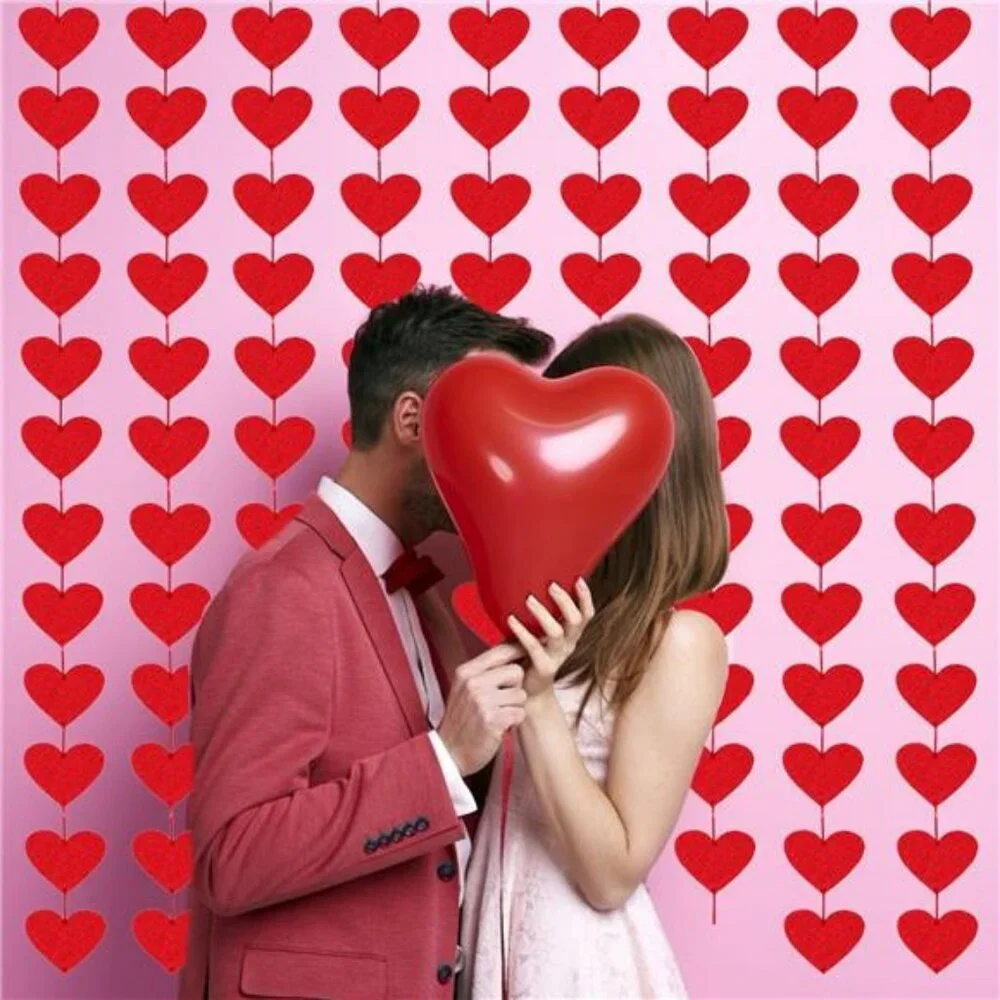 72 Red Hearts Felt Garland NO DIY Valentines Red Heart Hanging String